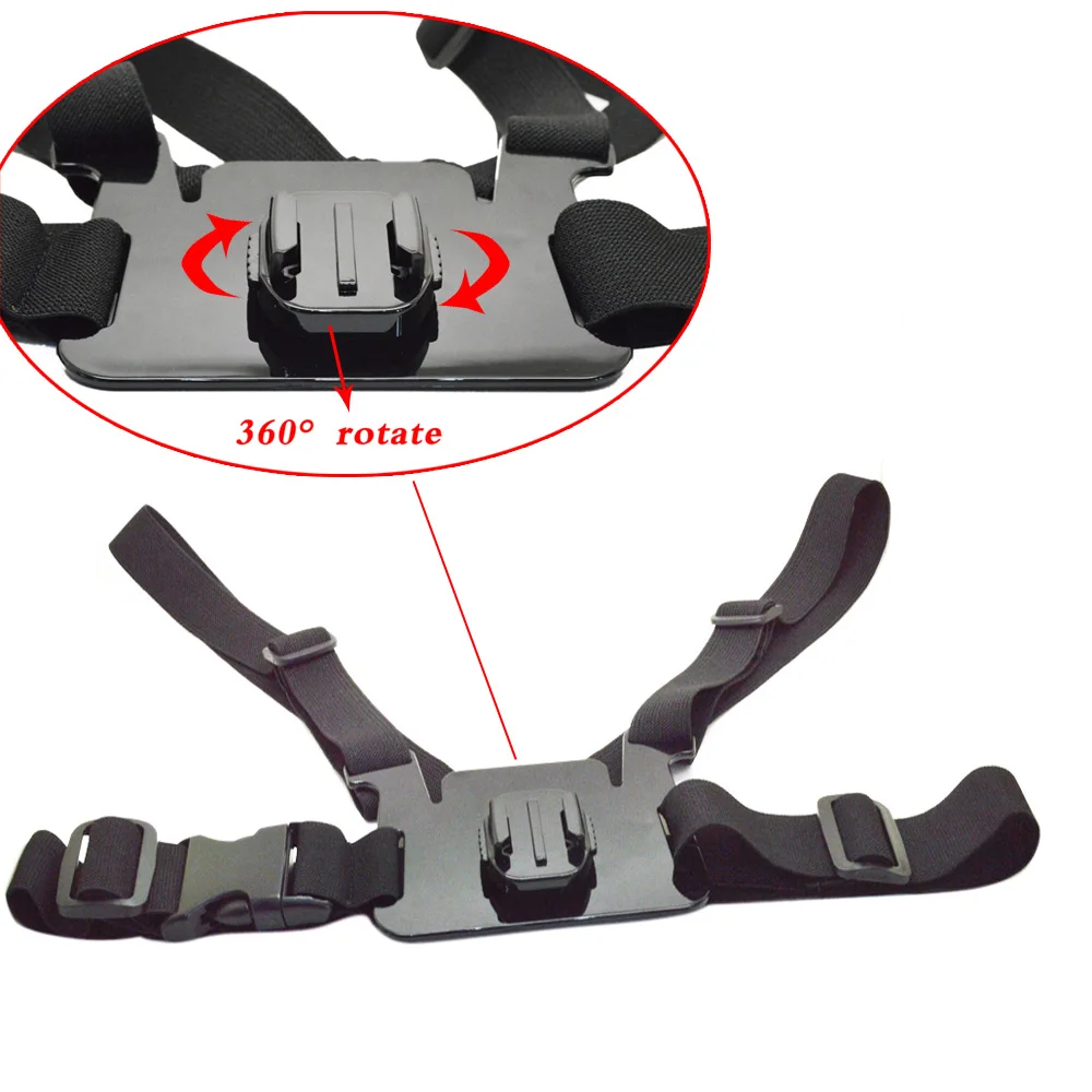 

360-Degree Rotative Chest strap for gopros sjcams camera, Black