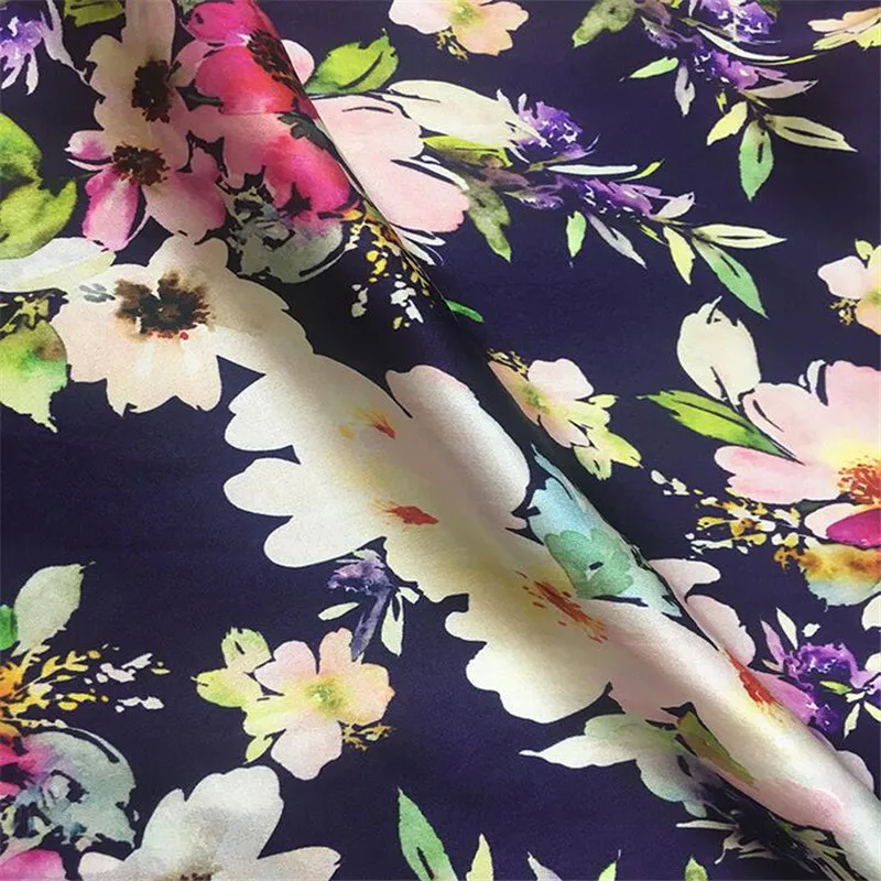 Lily Flower Pattern Silk Satin Digital Printing Fabric - Buy Silk Satin ...