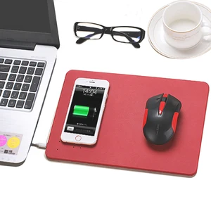 PU Leather Wireless Charging Mouse Pad Mobile Phones