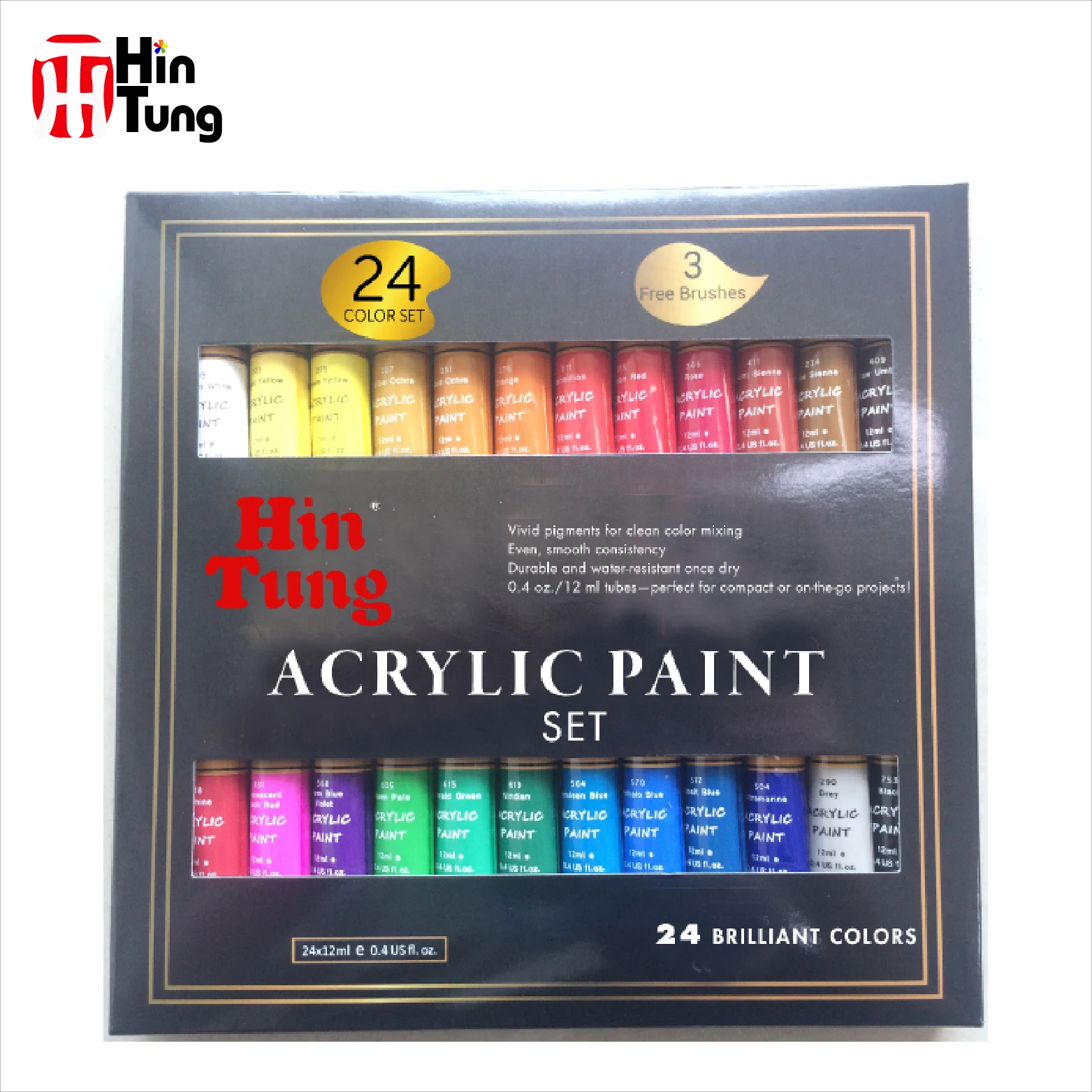 Hot Sale On Line 24pcs 12ml Artist Acrylic Paint With 3 Brushes Buy