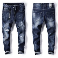 

2018 high quality 100% cotton jeans men slim fit ripped denim jeans pants 18 boy jeans fashion men's clothing summer trousers ma