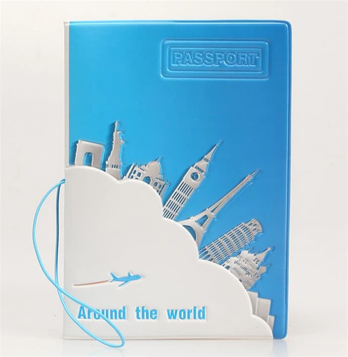 

Cheap travel around world pvc personalized passport holder, Blue, coffee,silver