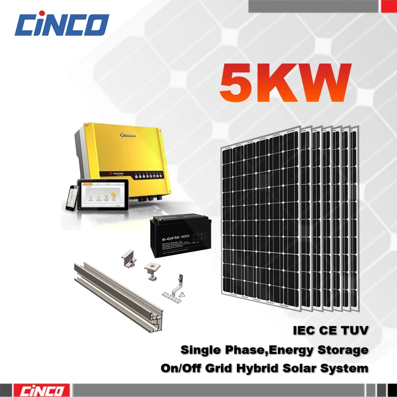 Whole Set Hybrid Grid Tie Home Solar Systems 5kw Solar Panel With Battery Buy Hybrid Batterysolar Panel With Battery5kw Solar Panel System Product