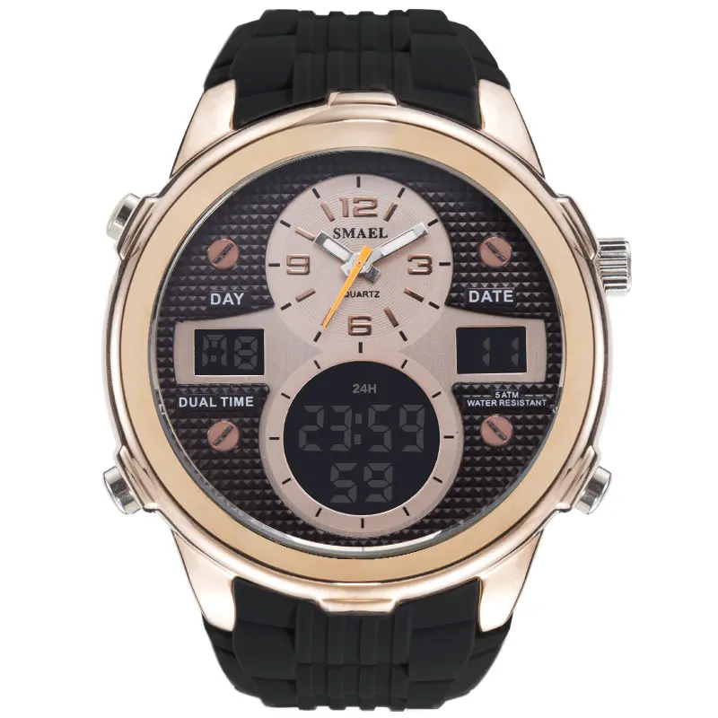 

smael 1273 big face electronic digital wrist watch analog watch, 3 colors