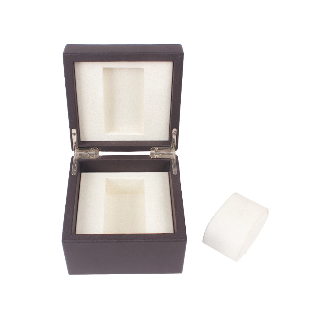 

Gift natural wooden flip structure box watch inner brown leather box