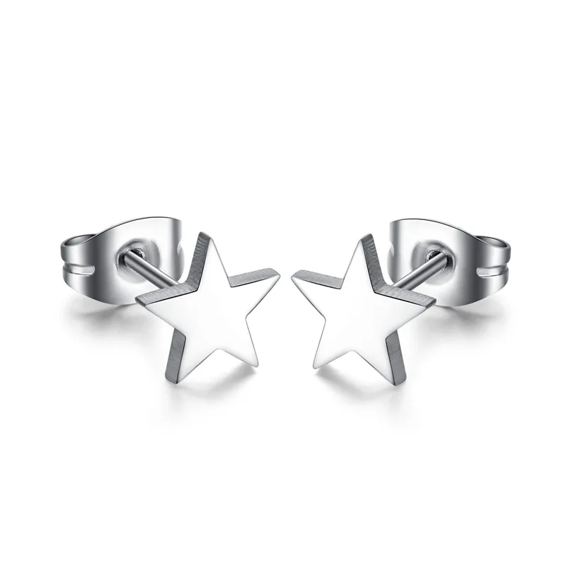 

Wholesale Simple Design Fine Jewelry Anti Allergy Cute Silver Star Stainless Steel Stud Earring For Women