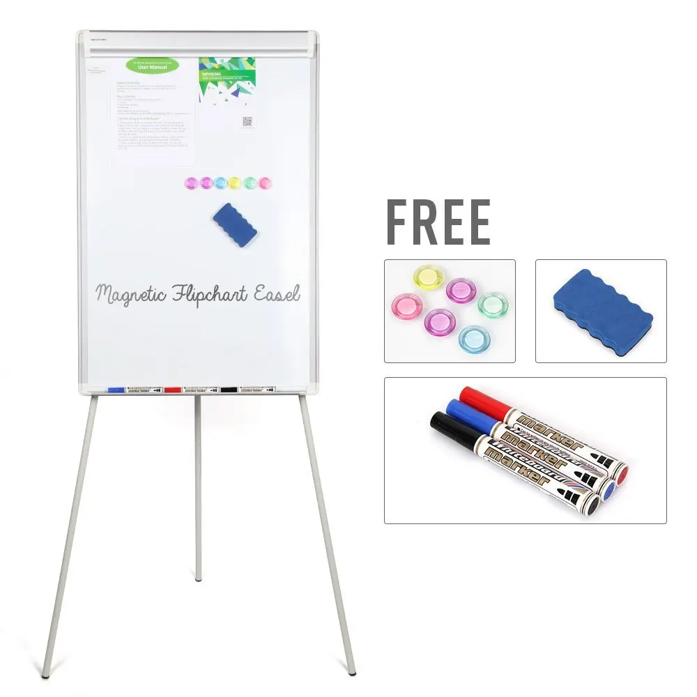 使用tripodal flipchart dry erase 磁性白板的办公室