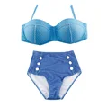 2016 NEW Hot Sexy Retro Denim Biquini Vintage High Waist Bikini Set Swimwear Dot Push up