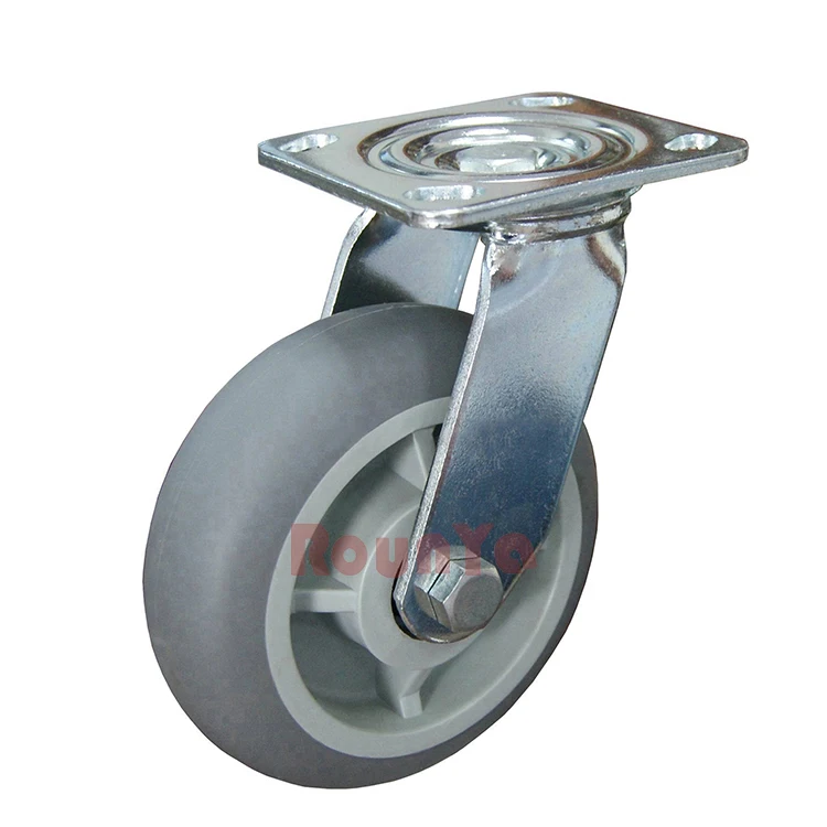 
Heavy duty TPR caster non-marking rubber wheel gray color donut shape with double ball bearing 