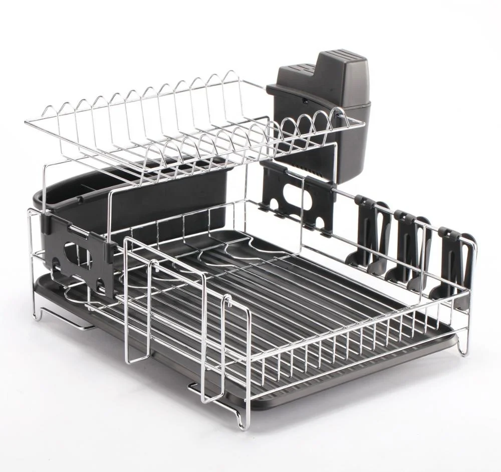 

Kitchen 2 Tier Dish Rack / Dish Drainer with Drainerboard/ Drying Rack with Utensil Caddy, Customized color