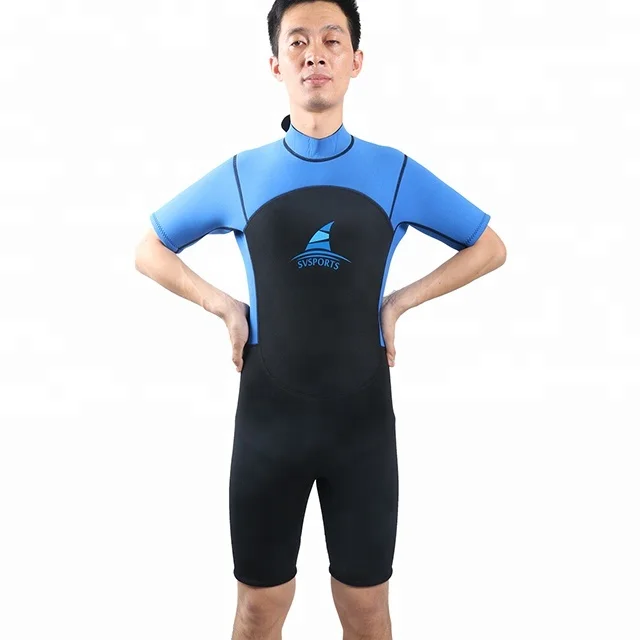 

DIVESTAR3mm wetsuit freediving back zip Neoprene Men spring short wetsuits, Blue and black