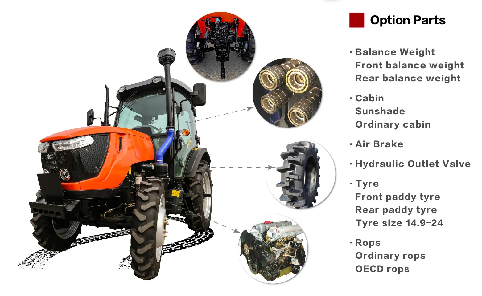 Enfly DQ904 versatile tractor wheel style vintage Dongfanghong 8 cylinders engine farm tractor