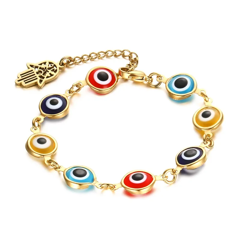 

Zhongzhe Wholesale Stainless Steel Eyes Hand Chain Womens Hamsa Bracelet, OEM/ODM Accept, Gold