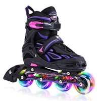 

Amazon best seller hot selling adjustable 4 flashing PU wheels roller inline skates shoes for kids adults