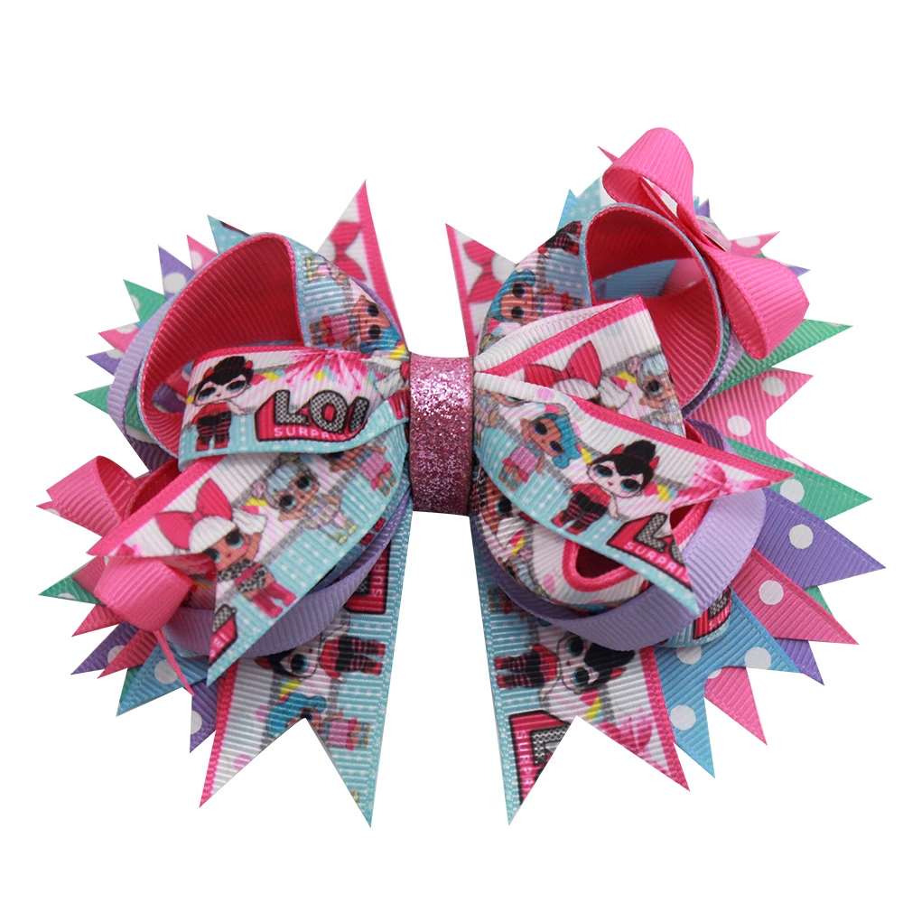 

5 inch lovely hair bows stacked girls hair bow with clips