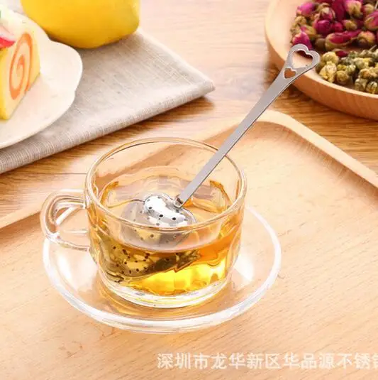 

1pcs Heart Shaped Tea Infuser Spoon Strainer Stainless Steel Steeper Handle Shower Spoon Creative Tea Fashion