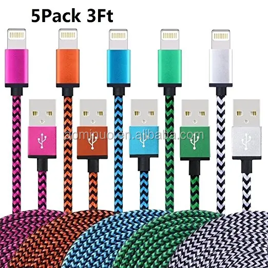 

1M/3FT nylon cable for iphone usb cable For iphone5/5S/6/6Plus/7/8/X/XS MAX/XR ipad Weave Charging Cable ios11, Popular 5color;also accept customized color