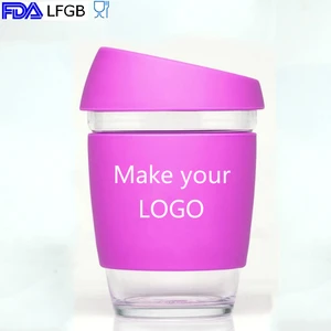 Image of Free Sample Eco Friendly Reusable Glass Coffee Tea Cup with Lid