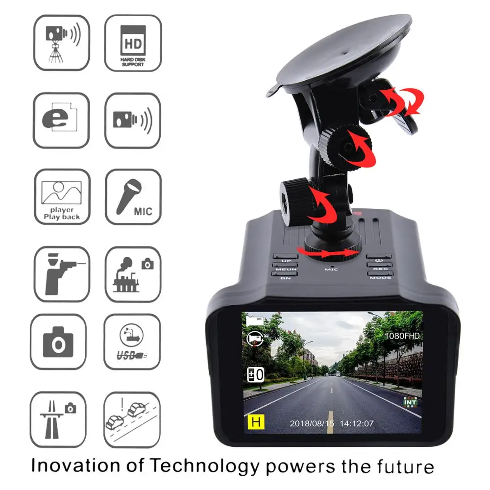 
2 in1 1080P Globally Universal Traffic Recorder Mobile Speed anti Radar 3 City Mode 1 Highway Mode laser Car DVR Radar Detectors 