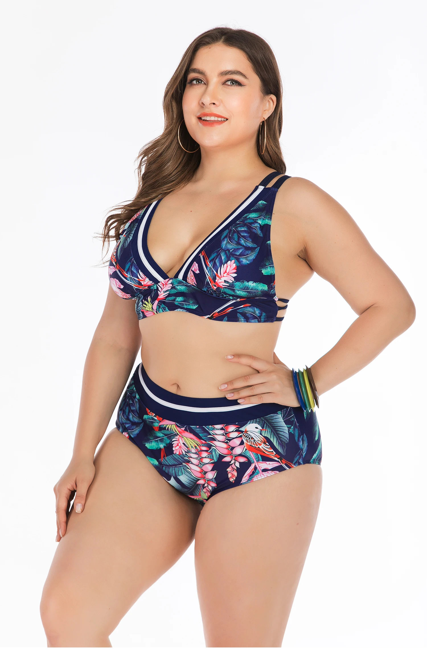 Accept Oem Sexy High Waist Bikini Swimsuit Plus Size Swimwear