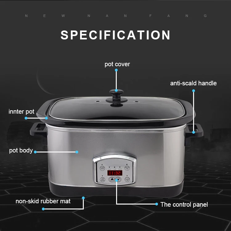 New Design Slow Cooker Glass Lid Crock Pot Multi Slow Cooker For