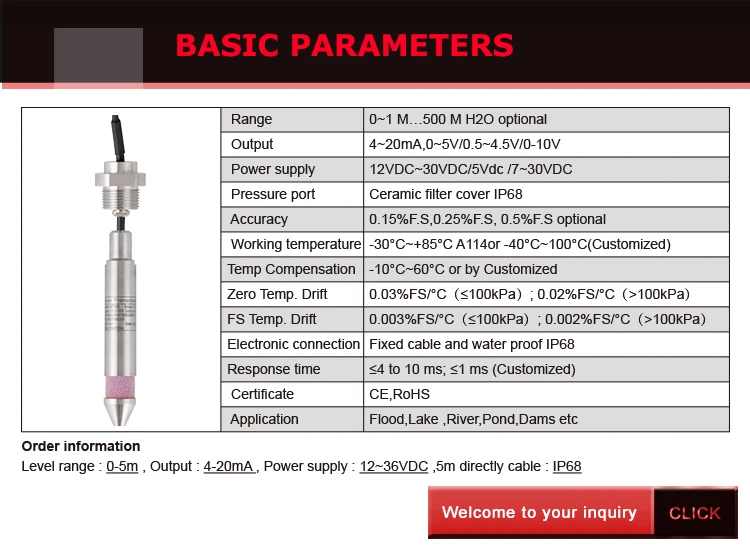 Holykell analog water level sensor probe for river water level measurement