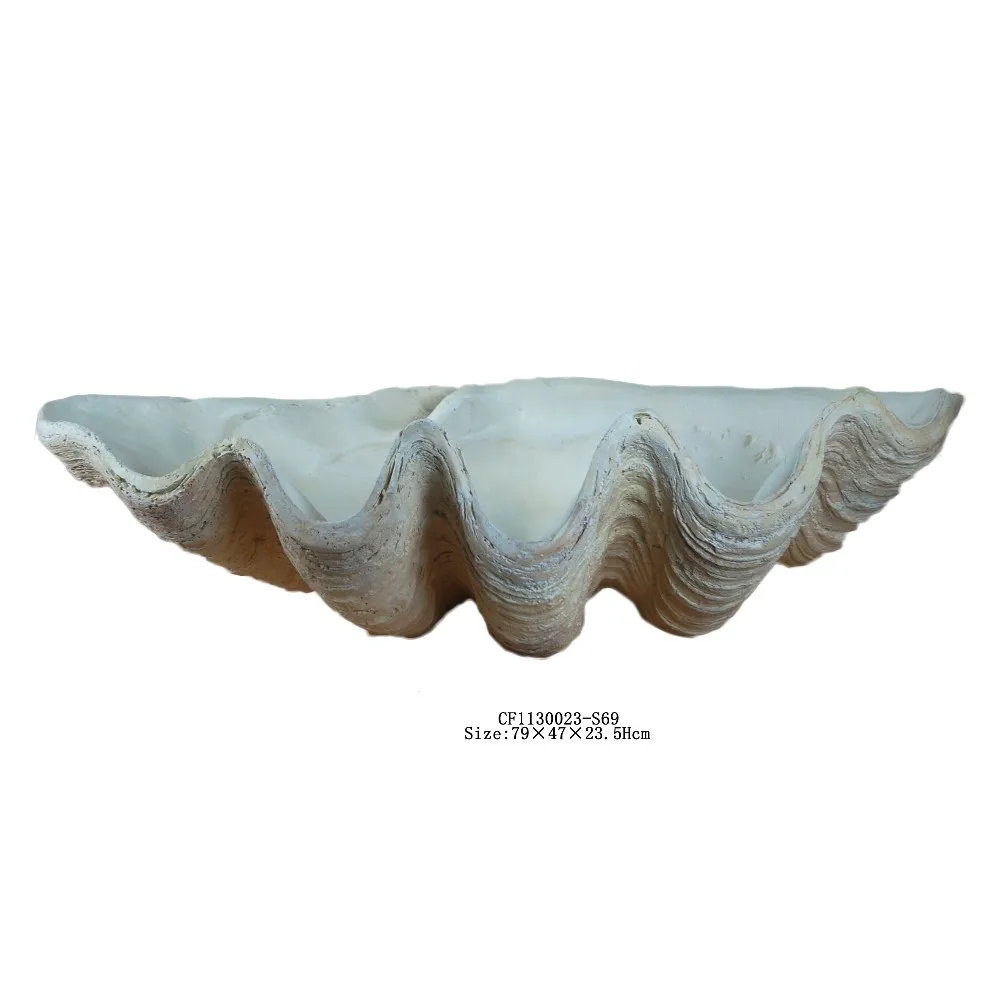 Artificial Resin Garden Giant Clam Shells Statue Sea Shell Planter Decor supplier