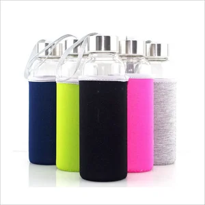 Image of High borosilicate glass drinking water bottle, custom logo glass water bottle