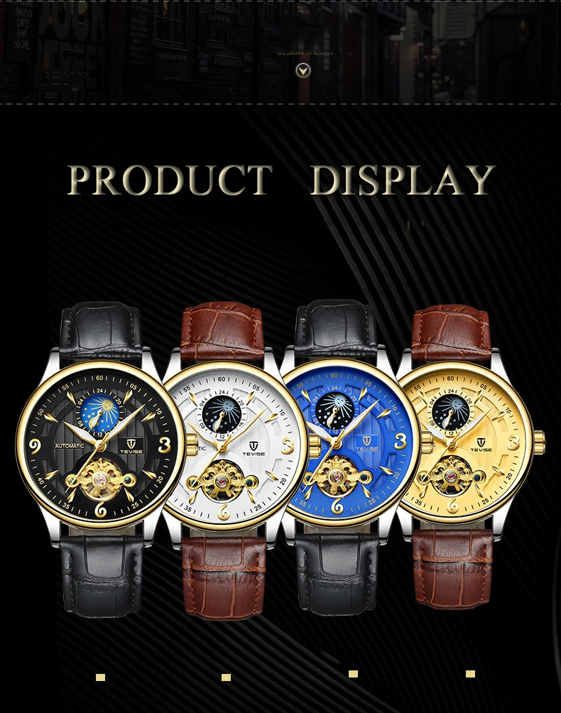 Top Brand leather Men Tourbillon Mechanical Wristwatch Fashion Luxury Clock Man Automatic Waterproof Watches