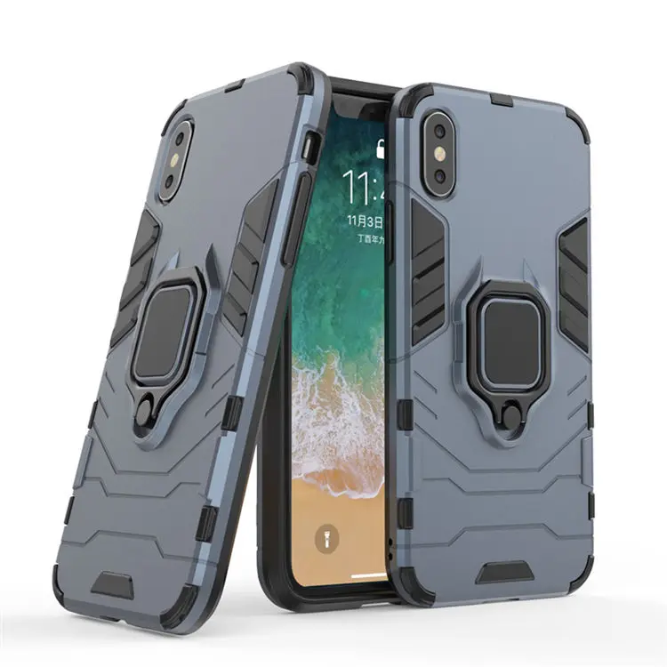 

360 Degree Rotating Ring Case Dual Layer Shockproof Impact protective mobile phone back cover case for iphone x 8 7 6 5