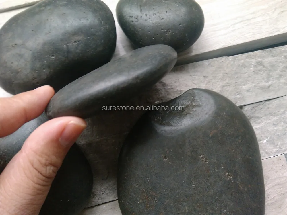 hot selling polishing pebble stone black river stone in bulk