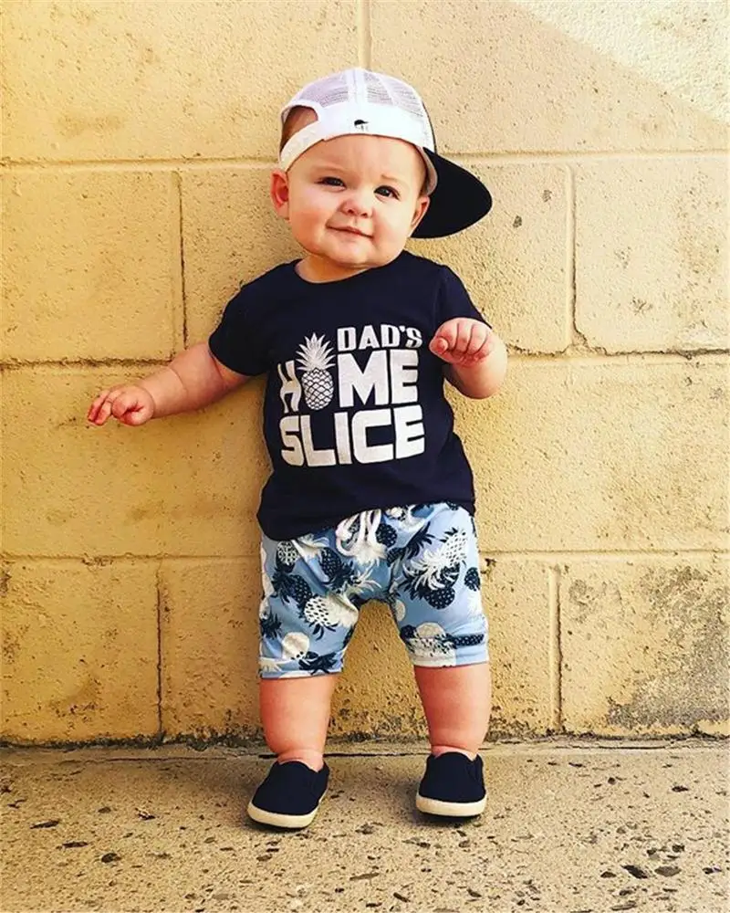 

Casual Baby Boy Cotton Clothes 2019 Summer Newborn Baby Boys Short Sleeve Tops T-shirt+Pineapple Printed Shorts Outfits 0-24M, As picture