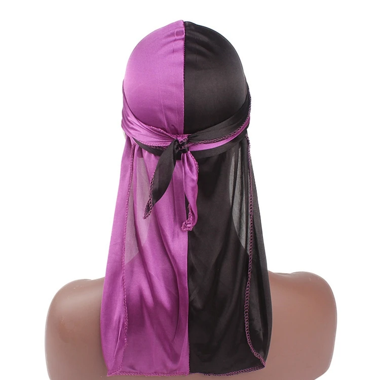 Fashion Muslim Unisex Double Color Polyester Silk Durags Long Satin ...