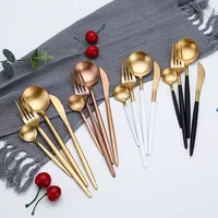 

High End Luxury Royal Pointed Tail Stainless Steel 304 Matte Gold Cutlery Set