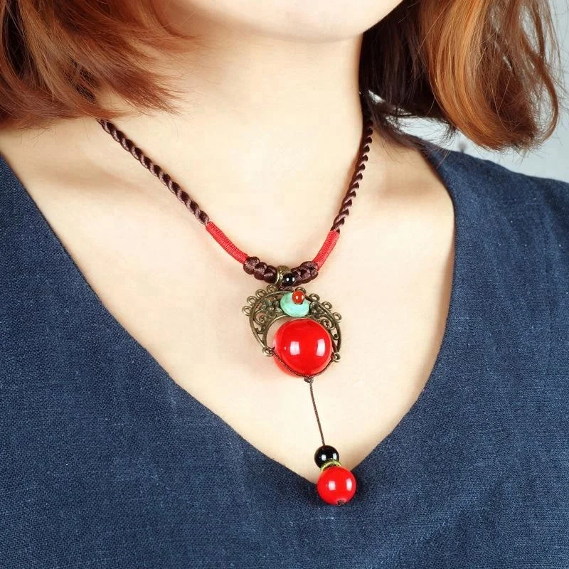

Unique lapis flowers jewelry handmade TURQUOISE Original vintage necklace ,fashion Nature RED stones ethnic necklace