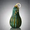 Handblown Green Crackle Harvest Thanksgiving Decorating Glass Pumpkin Table Accent