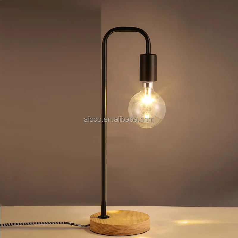 wood and metal table lamp