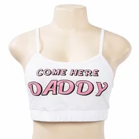 

Women Come Here Daddy Sleeveless Crop Top Mini Camisole Spaghetti Strap Funny Tank Top T-Shirt