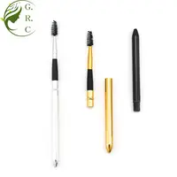 

Oem Custom Eco-Friendly Purple Gold Travel Mini Metal Rotating Retractable Mascara Wand Eyelash Applicator Brush With A Cap Lid