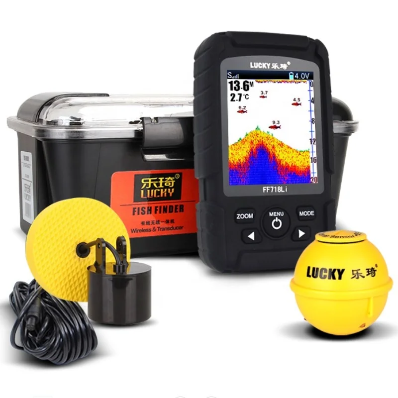 

Portable deeper smart lucky fishfinder sonar FF718Li echo sounder camera for fishing underwater sonar fish finder, Black