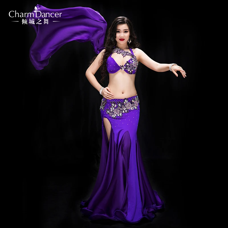 

Performance Professional bellydance costumes spandex and silk satin belly dance wear for women