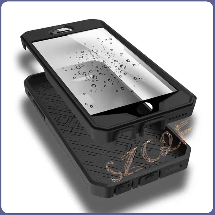 For iPhone 6 5.5 Inch Shockproof Armor Tank Mobile Phone Case with Kickstand and Built-In Anti-Scratch Screen Protector