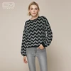 New Design Raglan Sleeve Round Neck Cross Stripe Women Sweaters
