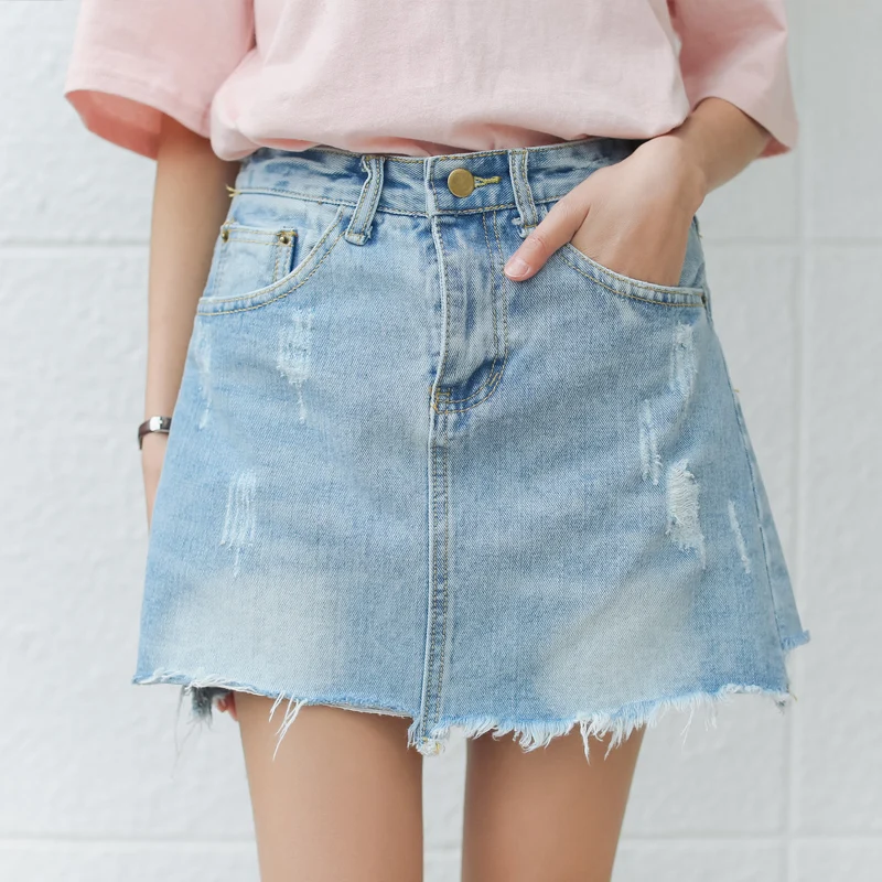 

Sexy Mini Denim Skirts Ripped Denim Jeans Girls, White blue black