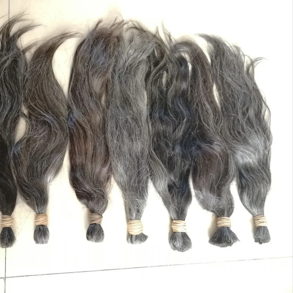 

Natural hair quality remy grey hair bulk