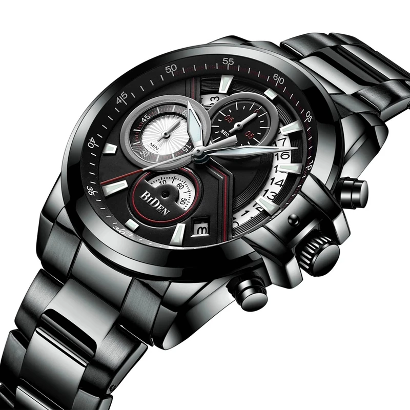 

BIDEN Top Brand Mens Sport Quartz Watch Men Classic Business Watches Man Multifunction Chronograph Wristwatch Relogio Masculino