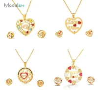 

Modalen Custom Pendant Necklace Stainless Steel And Earring Fashion Jewelry Set