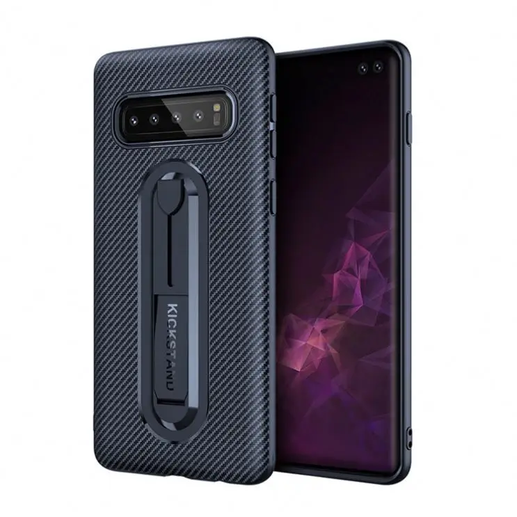 

Newe Design Carbon Fiber Mobile Phone Back Cover For Samsung Galaxy S10 S10e S10+ Plus Case With Kickstand, N/a