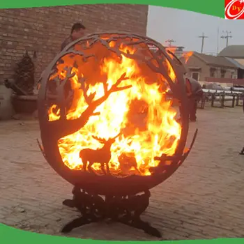 Decorative Outdoor Iron Mild Steel Fire Pits Sphere Ball Winter