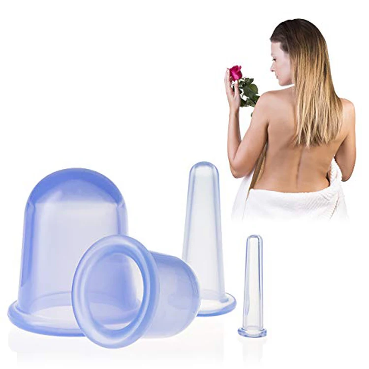 
Chinese anti cellulite fat reducing facial Cup 4 pieces therapy body massage silicone cupping set 